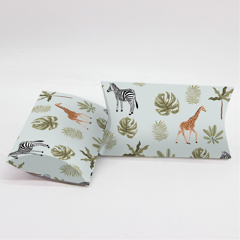 Κουτί Pillow Box 3x8x13cm τυπωμένο με ταπετσαρία από ζώα της ζούγκλας