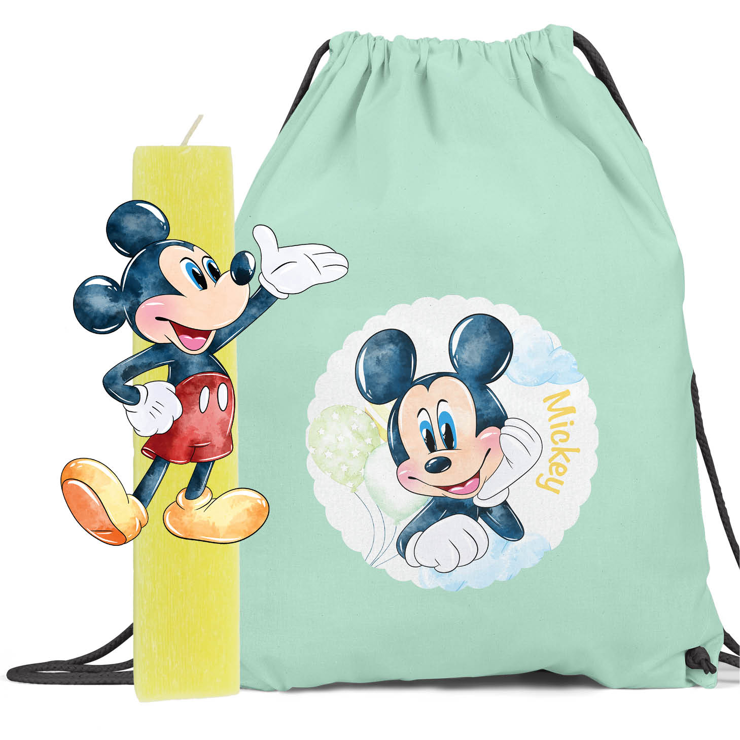 Δωρολαμπάδα με ξύλινη φιγούρα & backpack "Mickey"