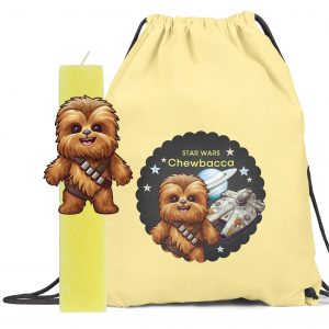 Αρωματική λαμπάδα με ξύλινη φιγούρα & δώρο backpack Star Wars – Chewbacca