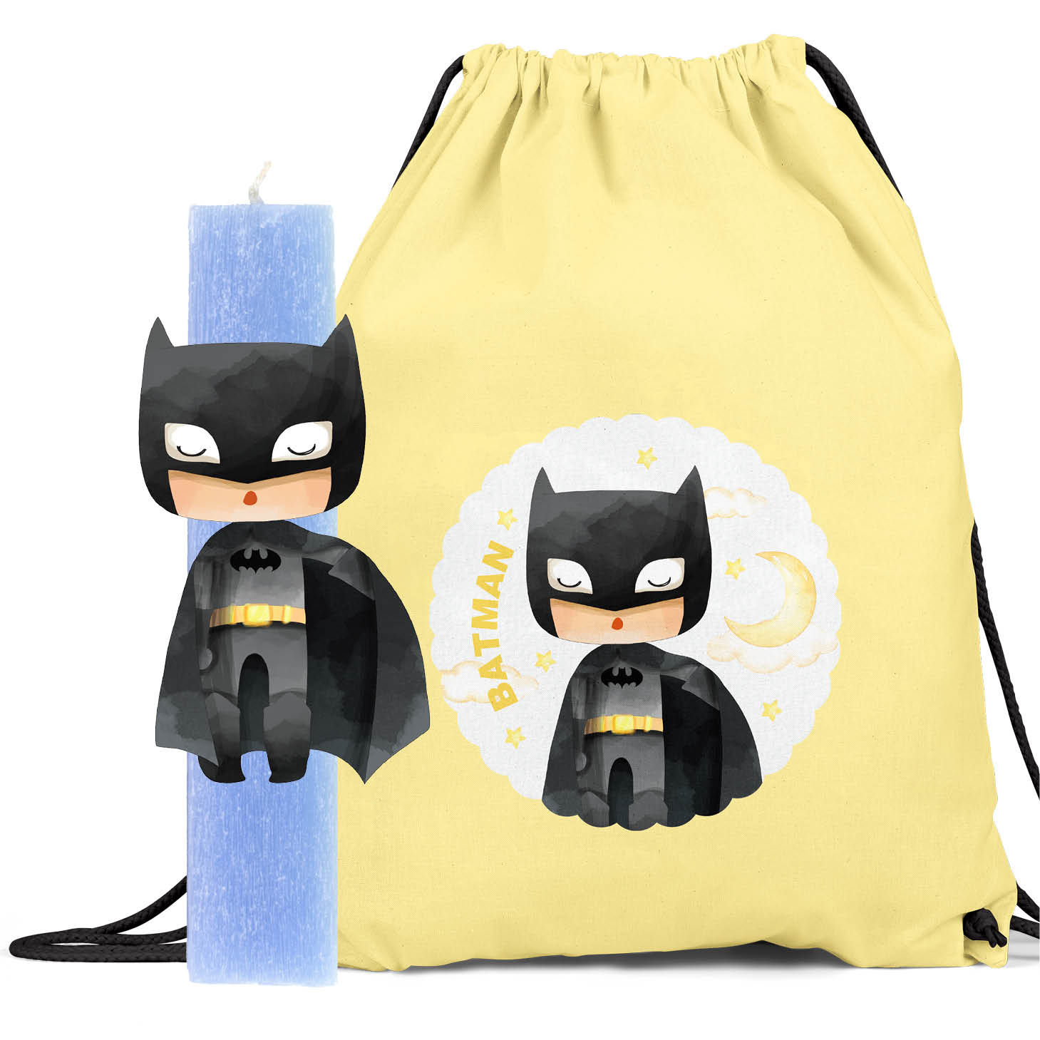 Δωρολαμπάδα με ξύλινη φιγούρα & Backpack "Batman"