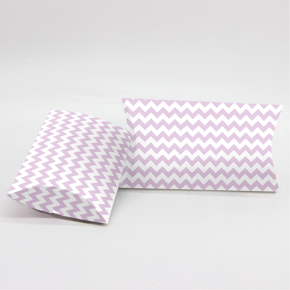 Κουτί Pillow Box 3x8x13cm με τυπωμένο λιλά σέβρον