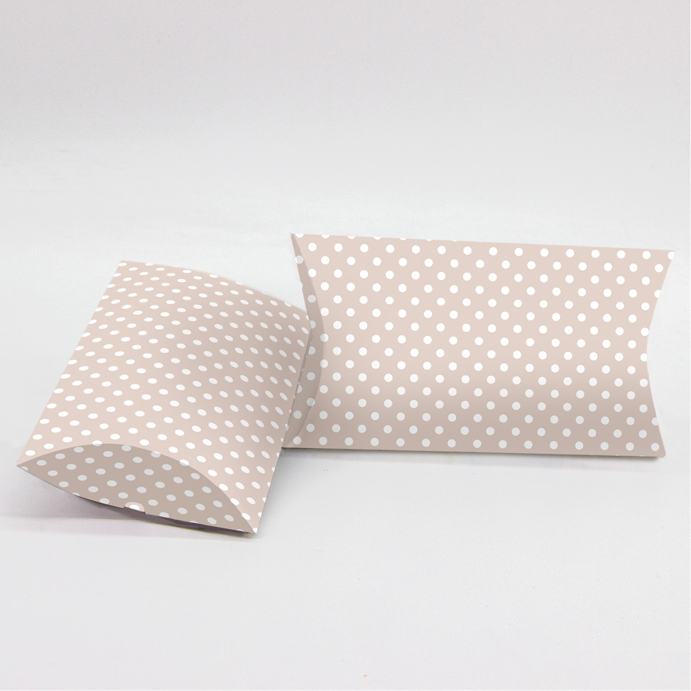 Κουτί Pillow Box 3x8x13cm με τυπωμένο μόκα πουά