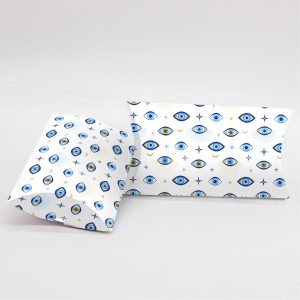 Κουτί Pillow Box 3x8x13cm τυπωμένο με ταπετσαρία μπλε ματάκια