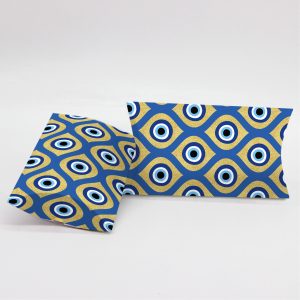 Κουτί Pillow Box 3x8x13cm τυπωμένο με ταπετσαρία μπλε ματάκια