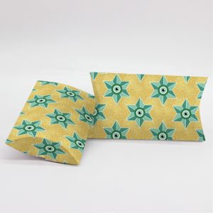 Κουτί Pillow Box 3x8x13cm τυπωμένο με ταπετσαρία πράσινα ματάκια