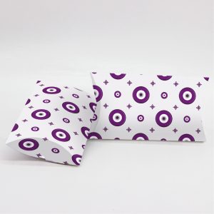 Κουτί Pillow Box 3x8x13cm τυπωμένο με ταπετσαρία μωβ ματάκια