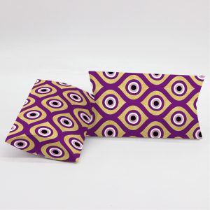 Κουτί Pillow Box 3x8x13cm τυπωμένο με ταπετσαρία μωβ ματάκια