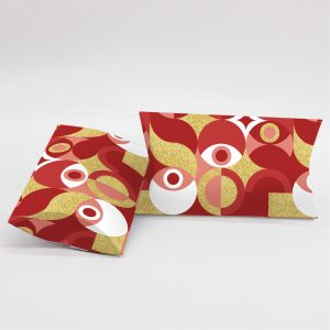 Κουτί Pillow Box 3x8x13cm τυπωμένο με ταπετσαρία κόκκινα ματάκια