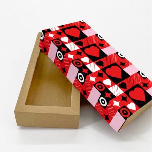 Συρταρωτό κουτί 11x24cm & καπάκι με εκτυπωμένη valentine ταπετσαρία