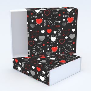 Συρταρωτό κουτί 12x12x4cm & τυπωμένο καπάκι με valentine ταπετσαρία