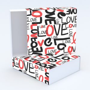 Συρταρωτό κουτί 12x12x4cm & τυπωμένο καπάκι με valentine ταπετσαρία