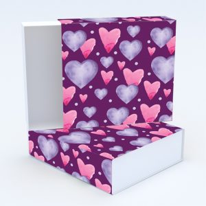 Συρταρωτό κουτί 12x12x4cm & τυπωμένο καπάκι με valentine ταπετσαρία