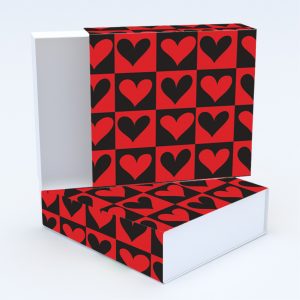 Συρταρωτό κουτί 12x12x4cm & τυπωμένο καπάκι με valentine ταπετσαρία