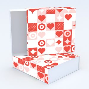 Συρταρωτό κουτί 12x12x4cm & τυπωμένο καπάκι με valentine ταπετσαρία