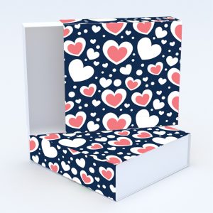 Συρταρωτό κουτί 12x12x4cm & τυπωμένο καπάκι με valentine ταπετσαρία