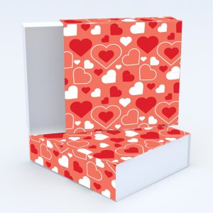 Συρταρωτό κουτί 12x12x4cm & τυπωμένο καπάκι με valentine ταπετσαρία