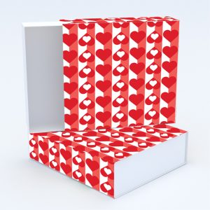 Συρταρωτό κουτί 12x12x4cm & τυπωμένο καπάκι με valentine ταπετσαρία