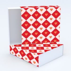 Συρταρωτό κουτί 12x12x4cm & τυπωμένο καπάκι με valentine ταπετσαρία