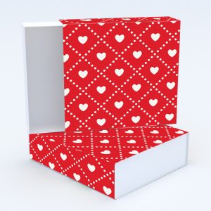 Συρταρωτό κουτί 12x12x4cm & τυπωμένο καπάκι με valentine ταπετσαρία