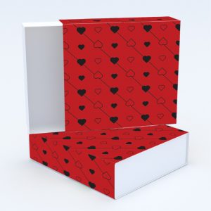 Συρταρωτό κουτί 12x12x4cm & τυπωμένο καπάκι με valentine ταπετσαρία