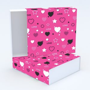 Συρταρωτό κουτί 12x12x4cm & τυπωμένο καπάκι με valentine ταπετσαρία