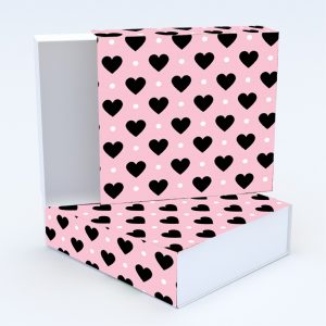 Συρταρωτό κουτί 12x12x4cm & τυπωμένο καπάκι με valentine ταπετσαρία