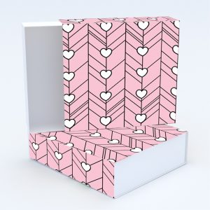 Συρταρωτό κουτί 12x12x4cm & τυπωμένο καπάκι με valentine ταπετσαρία