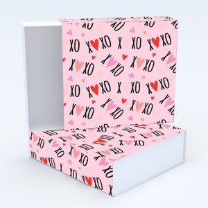 Συρταρωτό κουτί 12x12x4cm & τυπωμένο καπάκι με valentine ταπετσαρία