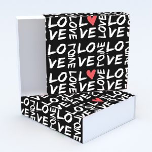 Συρταρωτό κουτί 12x12x4cm & τυπωμένο καπάκι με valentine ταπετσαρία