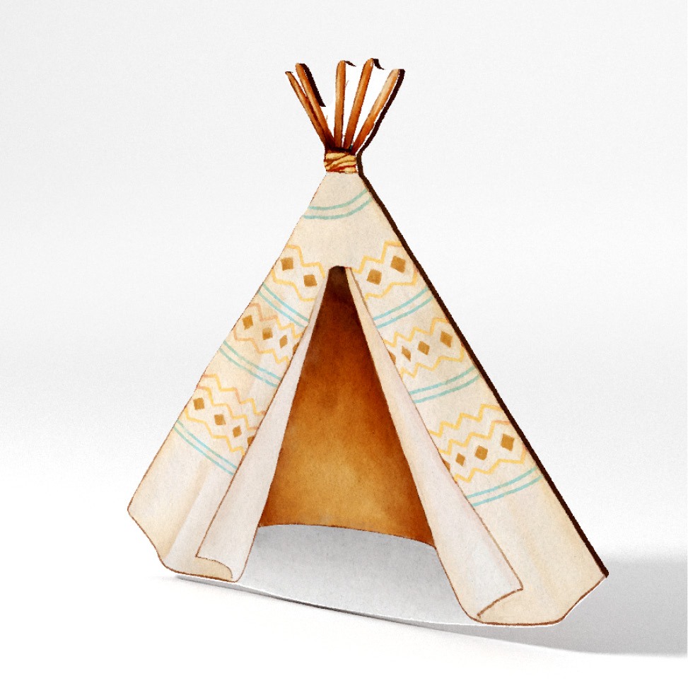 Ινδιάνικη σκηνή κατασκήνωσης boho teepee (ξύλινη φιγούρα)